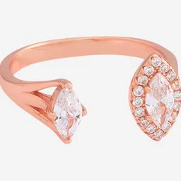 Kushal's Fashion Jewellery 92.5 Pure Silver Rose Gold-Plated Zircon Party Finger Ring image 4