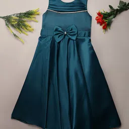 V-Mart Girls Round Neck Belted Detail Fit & Flare Dress-image-19