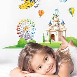 Asian royal Blue & Green Mickey Mouse Printed Waterproof Wall Sticker-image-56