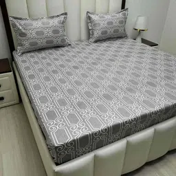 Pure Decor Purple & White Ethnic Motifs 250 TC Queen Bedsheet with 2 Pillow Covers-picture-31