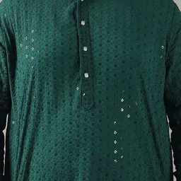 SOJANYA PLUS Size Floral Embroidered Band Collar Sequinned Cotton Straight Kurta image 4