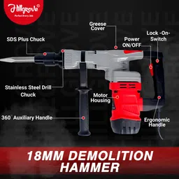 hillgrove HGCM1397M1 2000W 100% Copper Winding 7Kg Concrete Demolition Hammer Chipping HGCM1397M1 Hammering Drilling Breaker Drill Machine 7Kg Kit Set Rotary Hammer Drill image 2