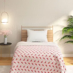 Portico Peach & White Abstract Printed Cotton Microfibre AC Room 233 GSM Single Bed Dohar image 5