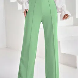 CORSICA Women Relaxed Loose Fit High-Rise Wrinkle Free Pleated Parallel Trousers-image-39