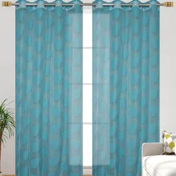 Galaxy Home Decor Blue Set of 2 Sheer Window Curtain image 4