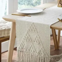INDIAN HOME FAB White Abstract Table Runner image 4