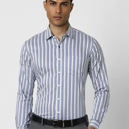 Van Heusen Men Spread Collar Vertical Striped Cotton Slim Fit Formal Shirt-picture-43