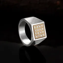 The Roadster Lifestyle Co. Men Silver-Plated Cubic Zirconia-Studded Finger Ring image 2