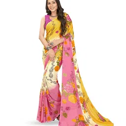 Moda Rapido Women Floral Printed Saree With Blouse Piece-image-4