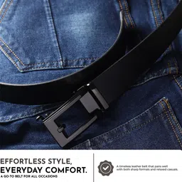 Provogue Men Textured Leather Formal Belt AEXO-246-BL image 2