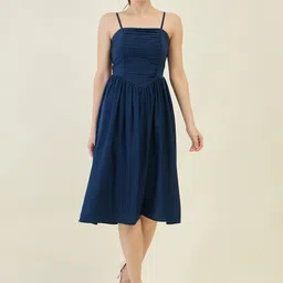 aayu Women Gathered Shoulder Strap Fit & Flare Dress-picture-19