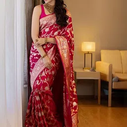 Moda Rapido Woven Design Zari Silk Blend Heavy Work Banarasi Saree-picture-31