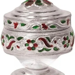 poshify German Silver Sindoor Dibbi - Kumkum Box for Luxury HomeDecor,Hindu Puja Samagri Silver-picture-34