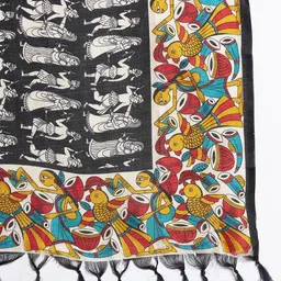 Clora Creation Black & White Ethnic Motifs Printed Dupatta image 5