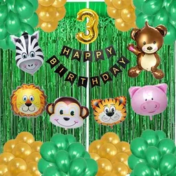 party breeze Solid green jungle 3 year third birthday theme Happy Birthday Decoration Balloon-picture-12