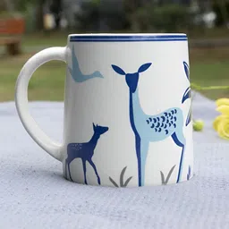 THE WHITE SPACE LIVING Blue & White Microwave Safe Printed Ceramic Glossy Mugs-picture-14