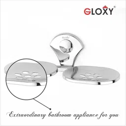 GLOXY Silver-Toned Pack of 3 Solid Stainless Steel Double Soap Holder image 4