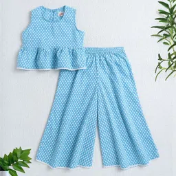 The Magic Wand Girls Printed Round Neck Pure Cotton Top With Palazzos-picture-26