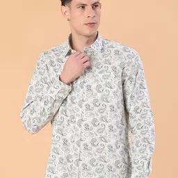 V-Mart Men Ethnic Motifs Printed Spread Collar Cotton Slub Casual Shirt-image-18