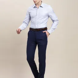 Turtle Classic Textured Self Design Spread Collar Pure Cotton Slim Fit Formal Shirt image 5
