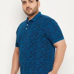 RELANE Men Plus Size Floral Printed Polo Collar Cotton T-shirt-picture-48
