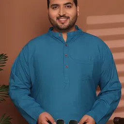 Enchanted Drapes Men Plus Size Solid Daily Cotton Straight Kurta image 3