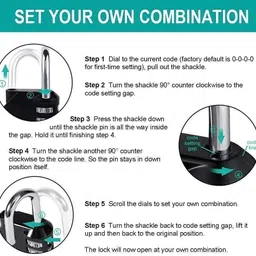 actrovax Combination Padlock 4-Digit Weatherproof Padlock image 4