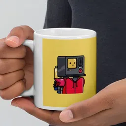 Mr UVD White & Yellow Graphic Printed Ceramic Matte Mug 350 ml image 5