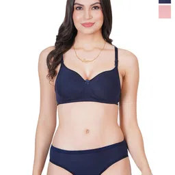 Liigne Women Pack Of 2 Non Padded Bra Pure Cotton Lingerie Set-image-28