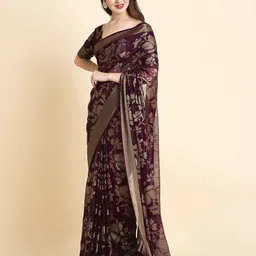 RATAN Floral Zari Poly Georgette Saree image 5