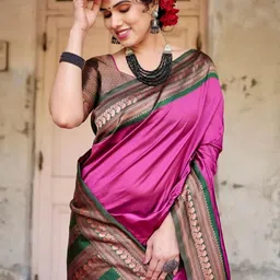 Parampara Ethnic Pure Silk Embroderid Saree With Beautiful Blouse image 3