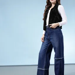 glitchez Faux Fur Trim Crop Jacket image 3