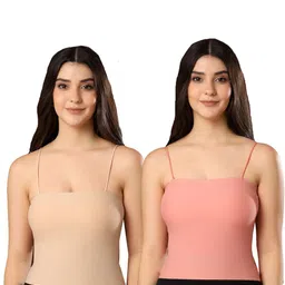 PAAVKI Lightly Padded Camisole Spaghetti Strap Bralette Cami Tank Top-image-0
