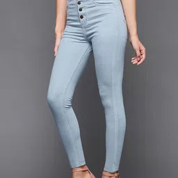 DressBerry Women Blue Skinny Fit High-Rise Clean Look Stretchable Jeans-image-64