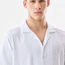 Snitch Self Design Cuban Collar Boxy Casual Shirt image 5