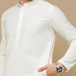 here&now x sanwara Sanwara Men Thread Work Summer Sheers Kurta image 5
