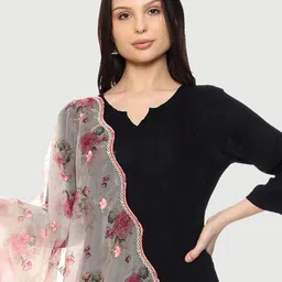 SWI Stylish Floral Printed Organza Dupatta image 3