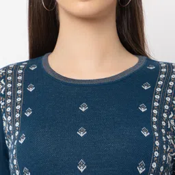 KEIKO Ethnic Motifs Woven Designed Round Neck Regular Straight Acrylic Kurta image 4