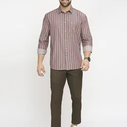 Basics Men Slim Fit Pinstripes Opaque Striped Casual Shirt image 5