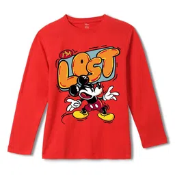 Wear Your Mind Boys Mickey Mouse Printed Pure Cotton Applique T-shirt-image-35