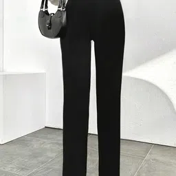BAESD Women Relaxed Straight Leg High-Rise Trousers image 2