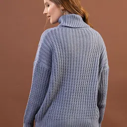 GFO Women Self Design Woollen Turtle Neck Pullover image 3