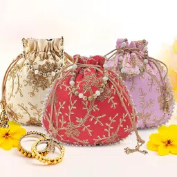 Kuber Industries Set Of 3 Embroidered Potli Bag-picture-43