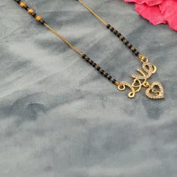 Laksh Enterprise Artificial Stones Studded & Beaded Heart Shaped Mangalsutra With Bracelet-image-36