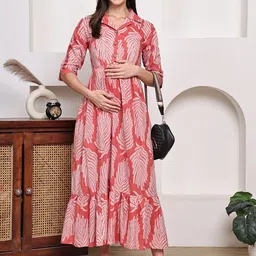 Frempy Floral Print Maternity A-Line Midi Dress image 3