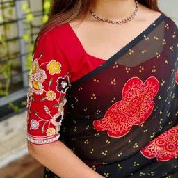 LeeliPeeri Designer Bandhani Embroidered Poly Georgette Bandhani Saree image 2