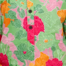 Ka-mee Boys Mandarin Collar Floral Printed Pure Cotton Straight Kurta with Trouser image 4