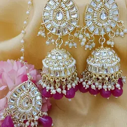EVY Gold-Plated Dome Shaped Jhumkas-picture-3