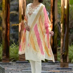 KALINI Women Ethnic Motifs Embroidered Regular Thread Work Kurta with Trousers & With Dupatta-picture-38