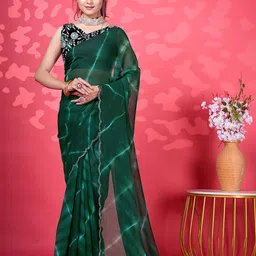 NIRMAL CREATION Leheriya Beads and Stones Art Silk Maheshwari Saree-picture-22